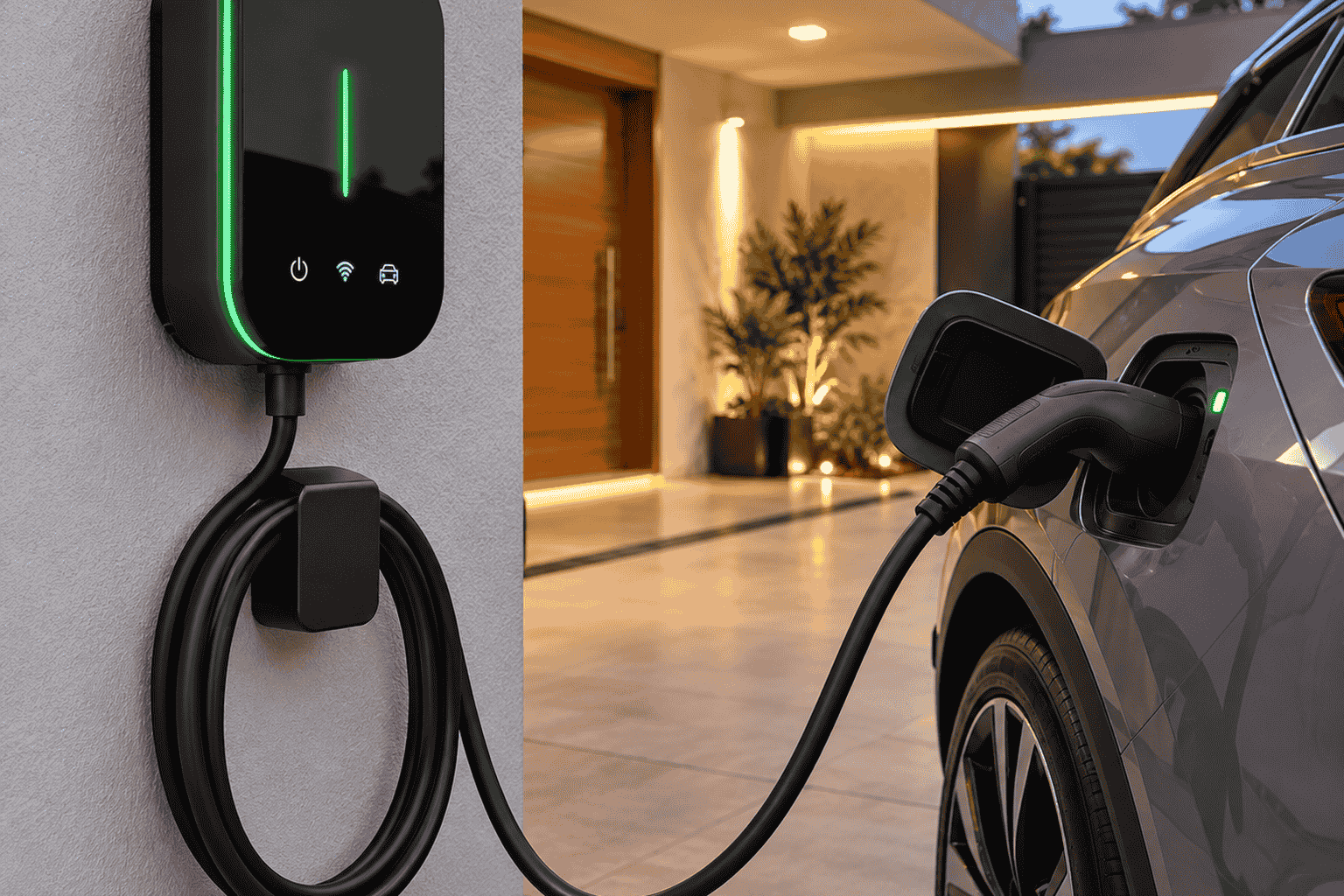 Carregador Wallbox para veículo elétrico instalado em residência